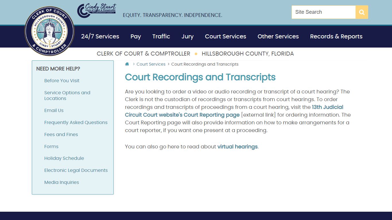 Court Recordings and Transcripts | Hillsborough County Clerk
